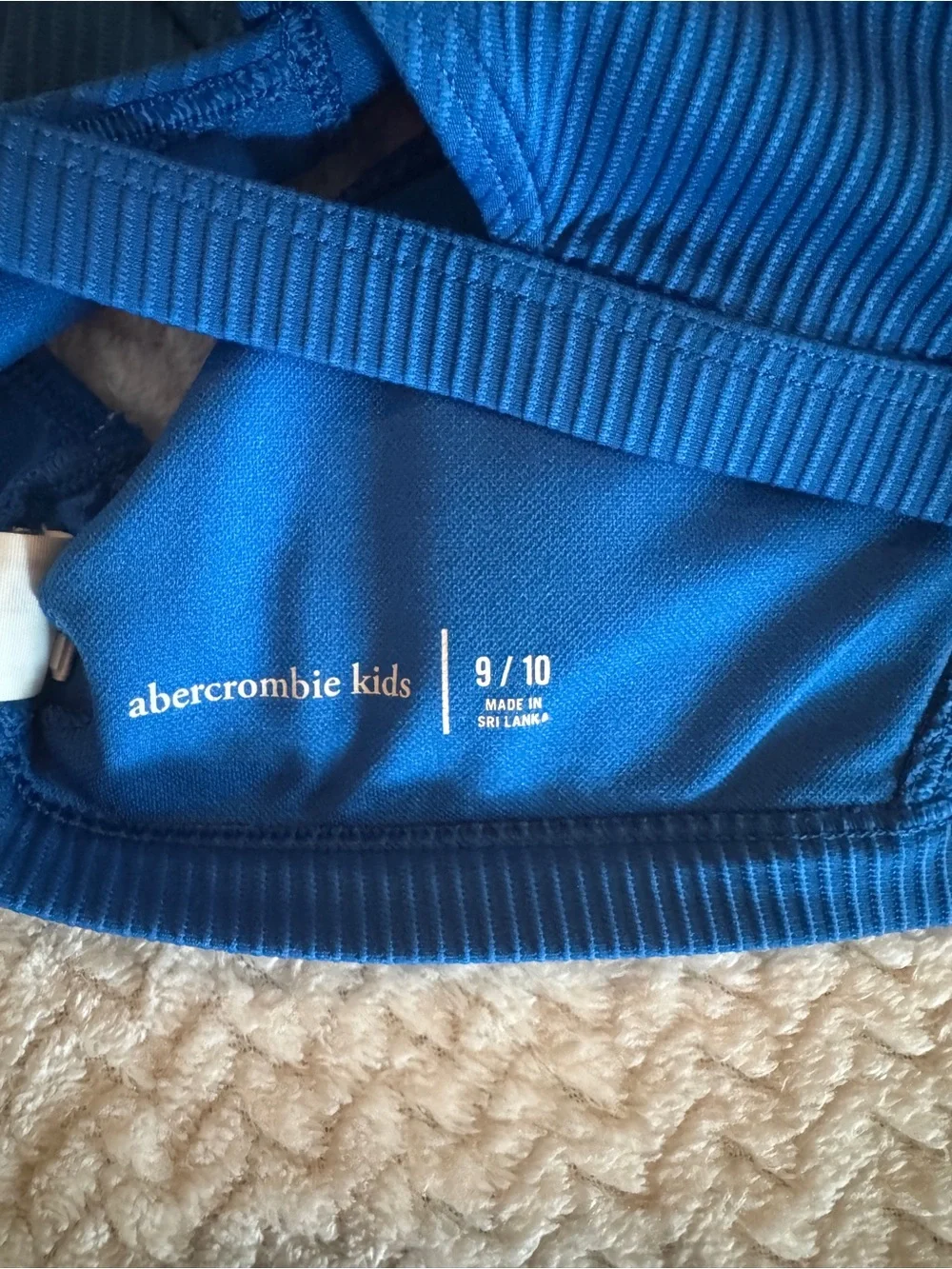 abercrombie‎ kids Blue Ribbed Cross-Back Swim Top Size 7/8